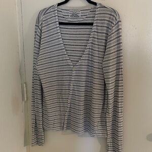 All Saints Striped V-Neck Cardigan. Preppy, Academia, Unisex